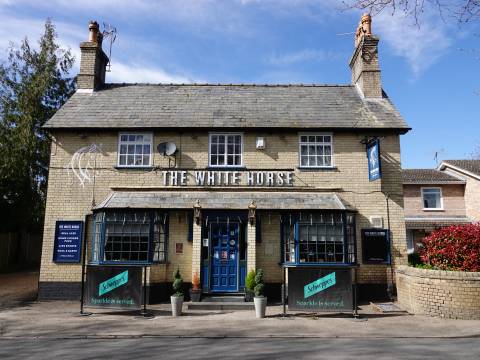 A photograph of the White Horse pub in Foxton