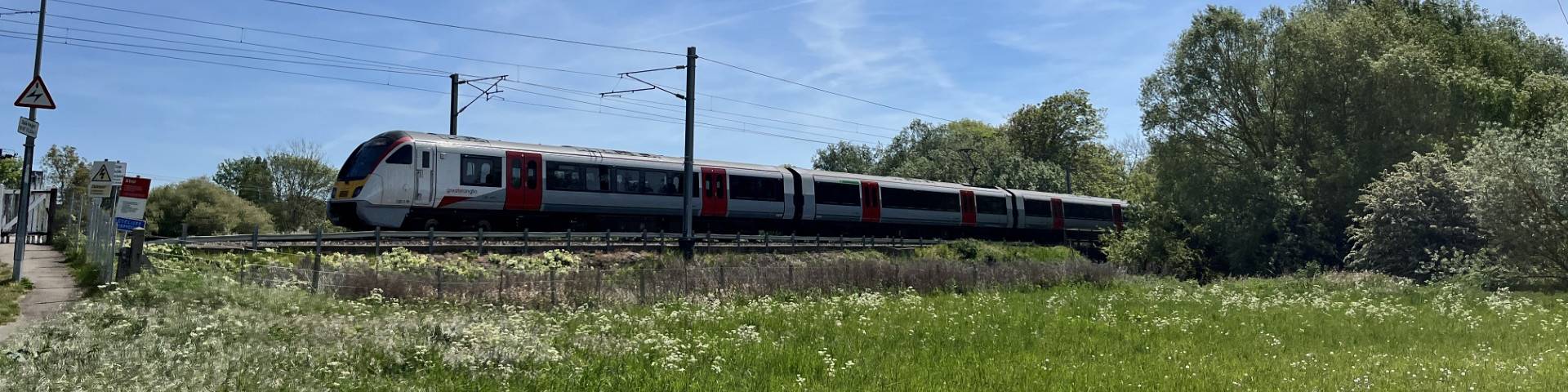 Photograph of a Greater Anglia train in the countryside