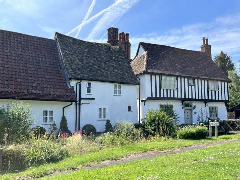 A photograph of cottages on the Green in Foxton