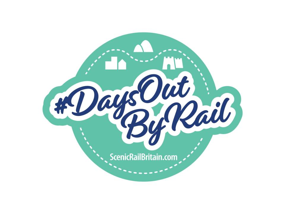 Days out by Rail campaign logo. Includes the web address for scenicrailbritain.com